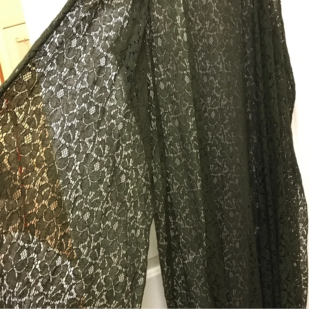 LuLaRoe Green Flower Knit Crochet Open Sides Plus Size Vest Duster Cardigan - Picture 5 of 8